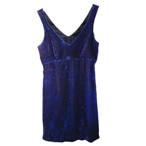 Vintage 90s Tripp NYC Mini Babydoll Dress XS Blue Crushed Velvet Punk Whimsigoth